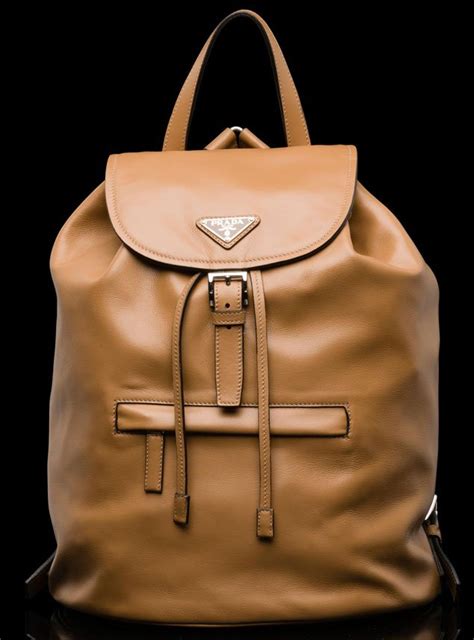 prada rucksack braun|Prada leather rucksack.